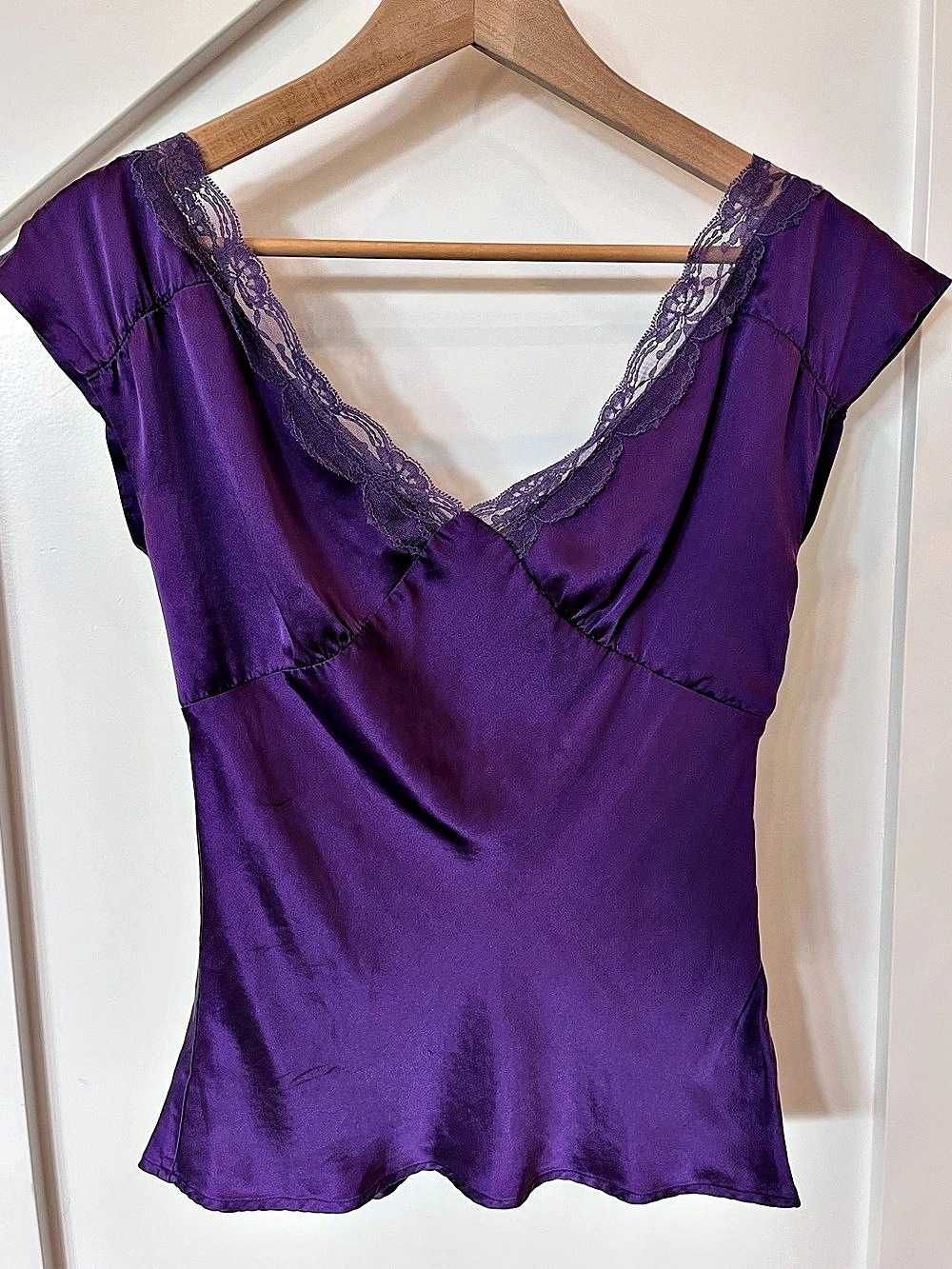 Jenny Han Silk Lace Trim Camisole Purple Size Medium